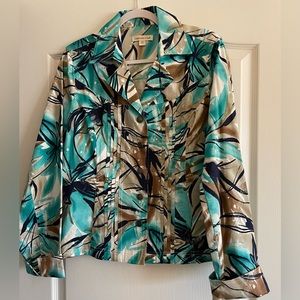 Womens Jacket Size 16 Coldwater Creek Blue Brown Lightweight Pockets flattering